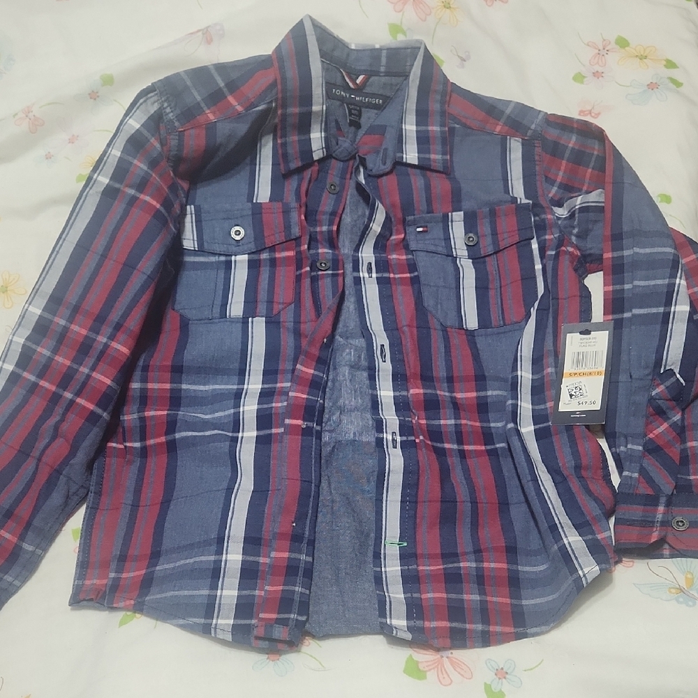 Red and Blue Plaid Button-Up Shirt